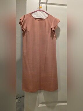 Ces Femme Blush Pink Ruffle Sleeve Midi Dress